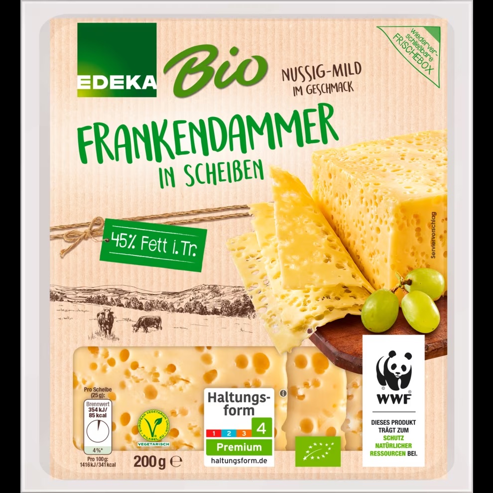 EDEKA Bio Frankendammer in Scheiben 45% Fett i. Tr